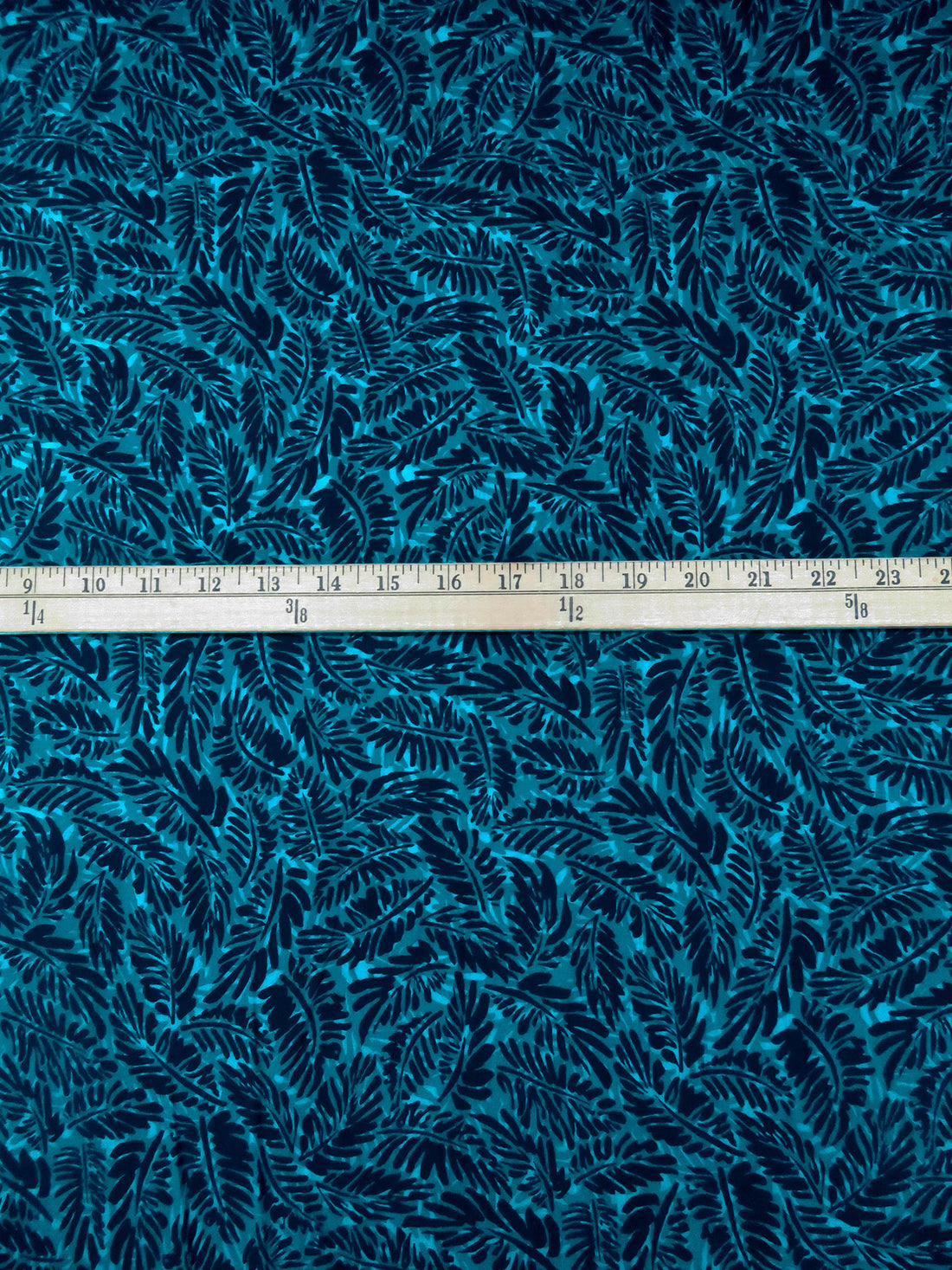Dark Aqua/Midnight Navy/Steel Blue 100% Cotton Leaf Print Lawn - NY Designer - 54W