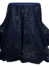 Navy Cotton/Polyester Floral Corded Lace - Famous Dress Designer - 55W