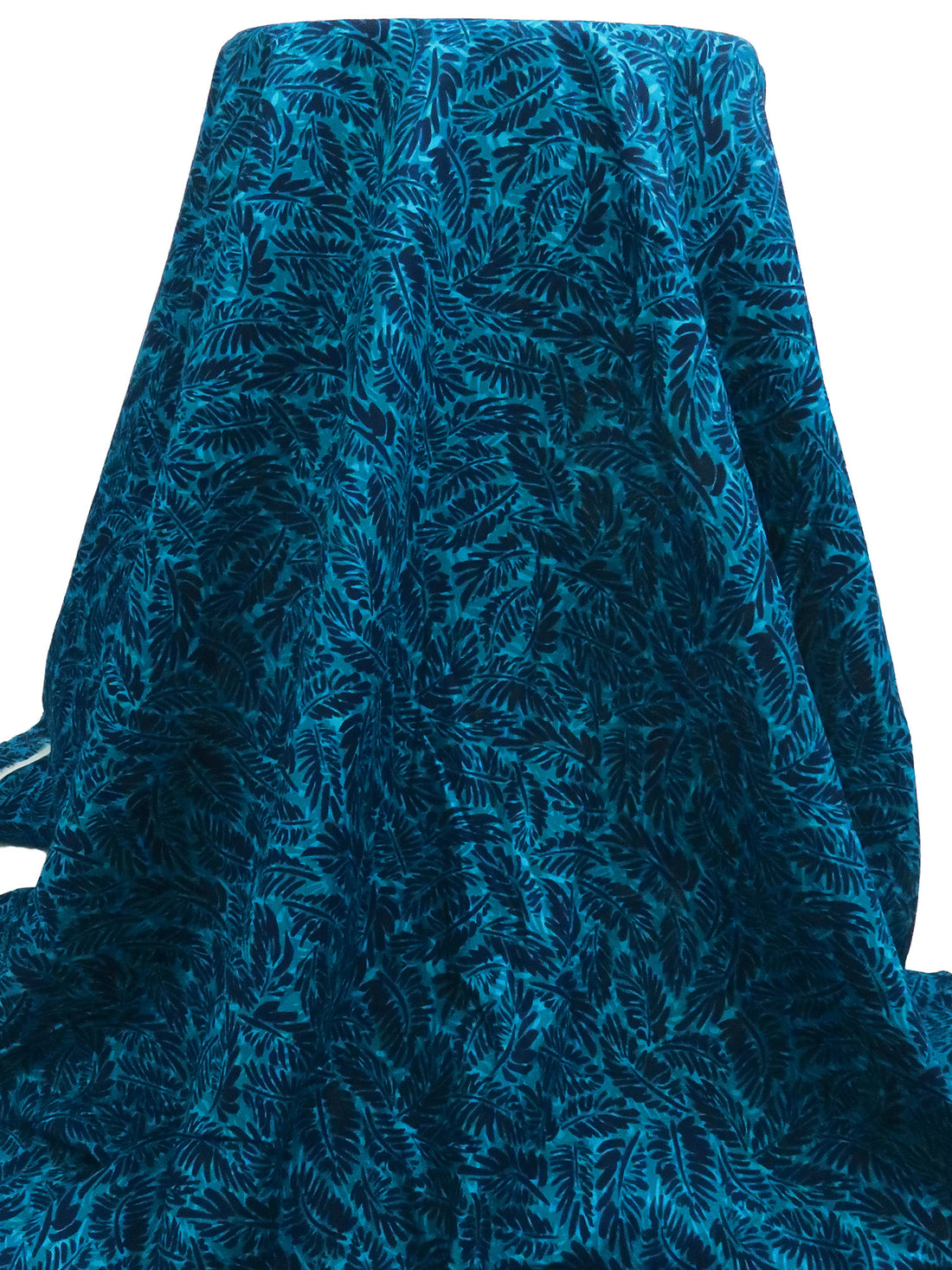 Dark Aqua/Midnight Navy/Steel Blue 100% Cotton Leaf Print Lawn - NY Designer - 54W