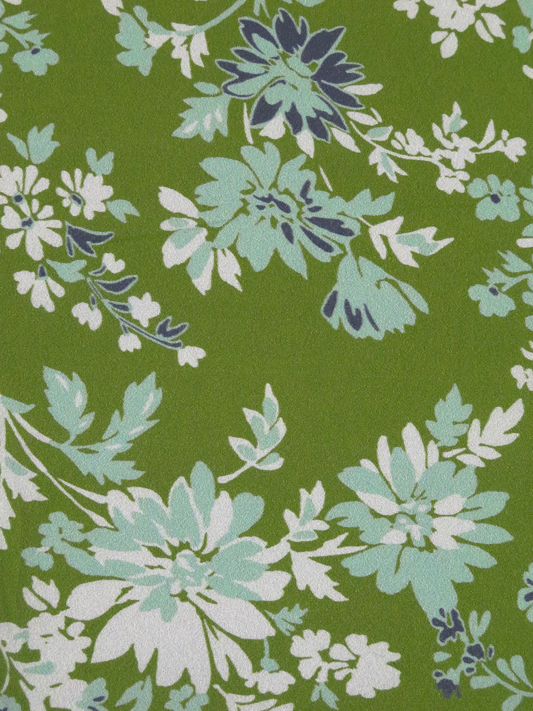 Sap Green/Cambridge Blue/Charcoal Blue/Multi 100% Rayon Floral Print Crepe Challis - NY Designer - 54W