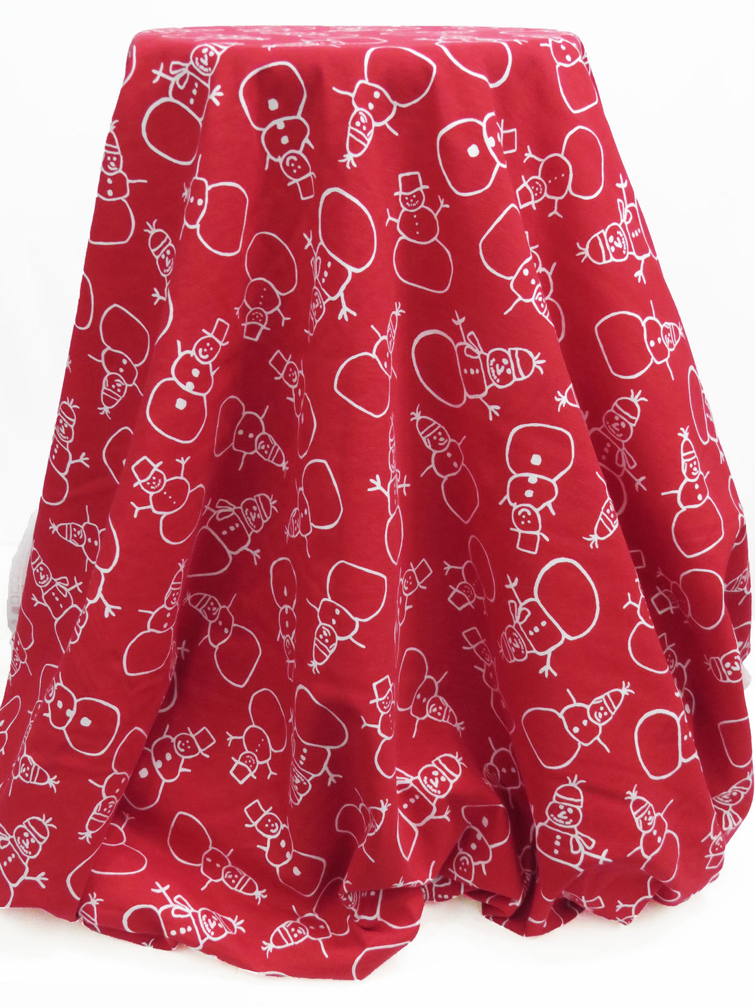 Cherry Red/White Cotton/Polyester Snowman Print Jersey Knit 56W