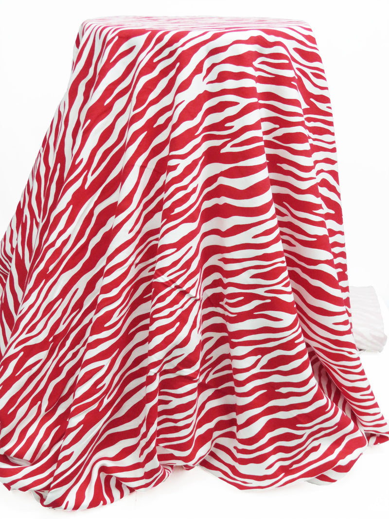 Cherry Red/White Cotton/Polyester Animal Print Interlock Knit 58W