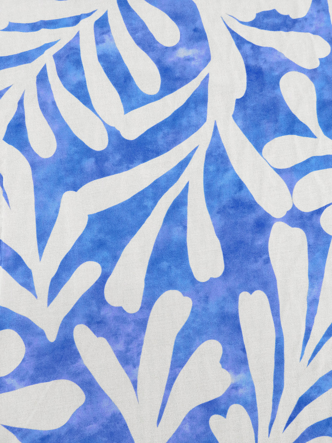 Cornflower/Blue Bell/Off-White/Multi 100% Rayon Abstract Leaf Print Challis 54W
