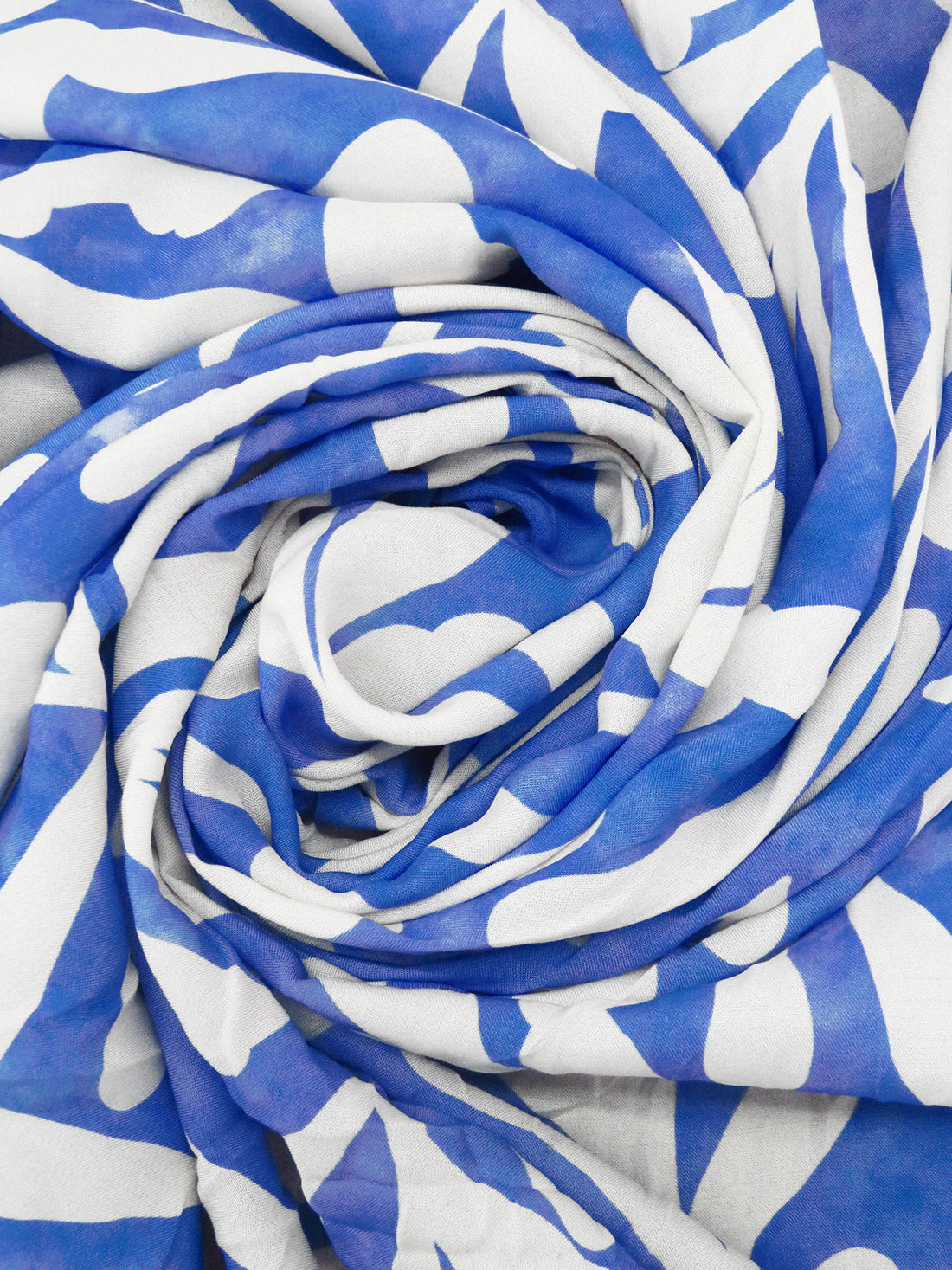 Cornflower/Blue Bell/Off-White/Multi 100% Rayon Abstract Leaf Print Challis 54W