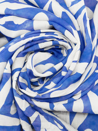 Cornflower/Blue Bell/Off-White/Multi 100% Rayon Abstract Leaf Print Challis 54W