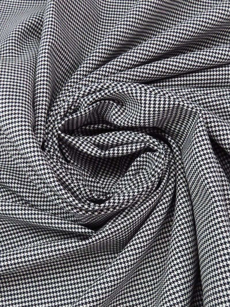 Black/White Cotton/Polyester Mini Houndstooth Weave Suiting 60W