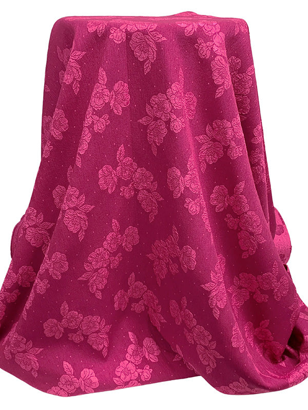 Jazzberry Jam/French Pink Polyester/Nylon Floral Matelasse - Imported From Italy - 54W