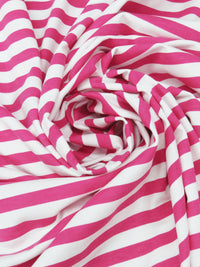 Fruit Punch Pink/White Cotton/Polyester Horizontal Stripe Print Jersey Knit 54W