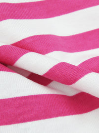 Fruit Punch Pink/White Cotton/Polyester Horizontal Stripe Print Jersey Knit 54W