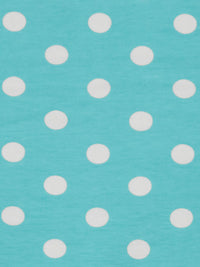 Aqua/White Cotton/Lycra Polka Dot Print Jersey Knit 58W