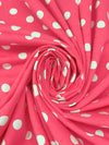 Fiery Rose/White Cotton/Lycra Polka Dot Print Jersey Knit 56W