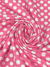 Brilliant Rose Pink/White Cotton/Lycra Polka Dot Print Jersey Knit 68W