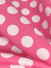 Brilliant Rose Pink/White Cotton/Lycra Polka Dot Print Jersey Knit 68W