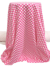 Brilliant Rose Pink/White Cotton/Lycra Polka Dot Print Jersey Knit 68W