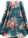 Dark Teal Blue/Cerise/Sage/Multi Cotton/Rayon Floral Bunch Print Sateen Shirting - NY Designer - 54W