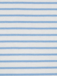 White/Carolina Blue Cotton/Polyester Horizontal Stripe Interlock Knit 60W