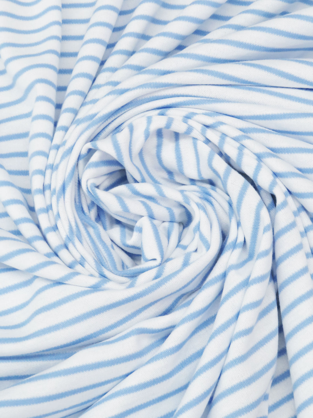 White/Carolina Blue Cotton/Polyester Horizontal Stripe Interlock Knit 60W