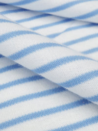 White/Carolina Blue Cotton/Polyester Horizontal Stripe Interlock Knit 60W