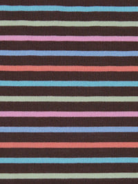 Espresso Brown/Sky Blue/Taffy Pink/Multi Cotton/Polyester Horizontal Stripe Weave Jersey Knit 60W