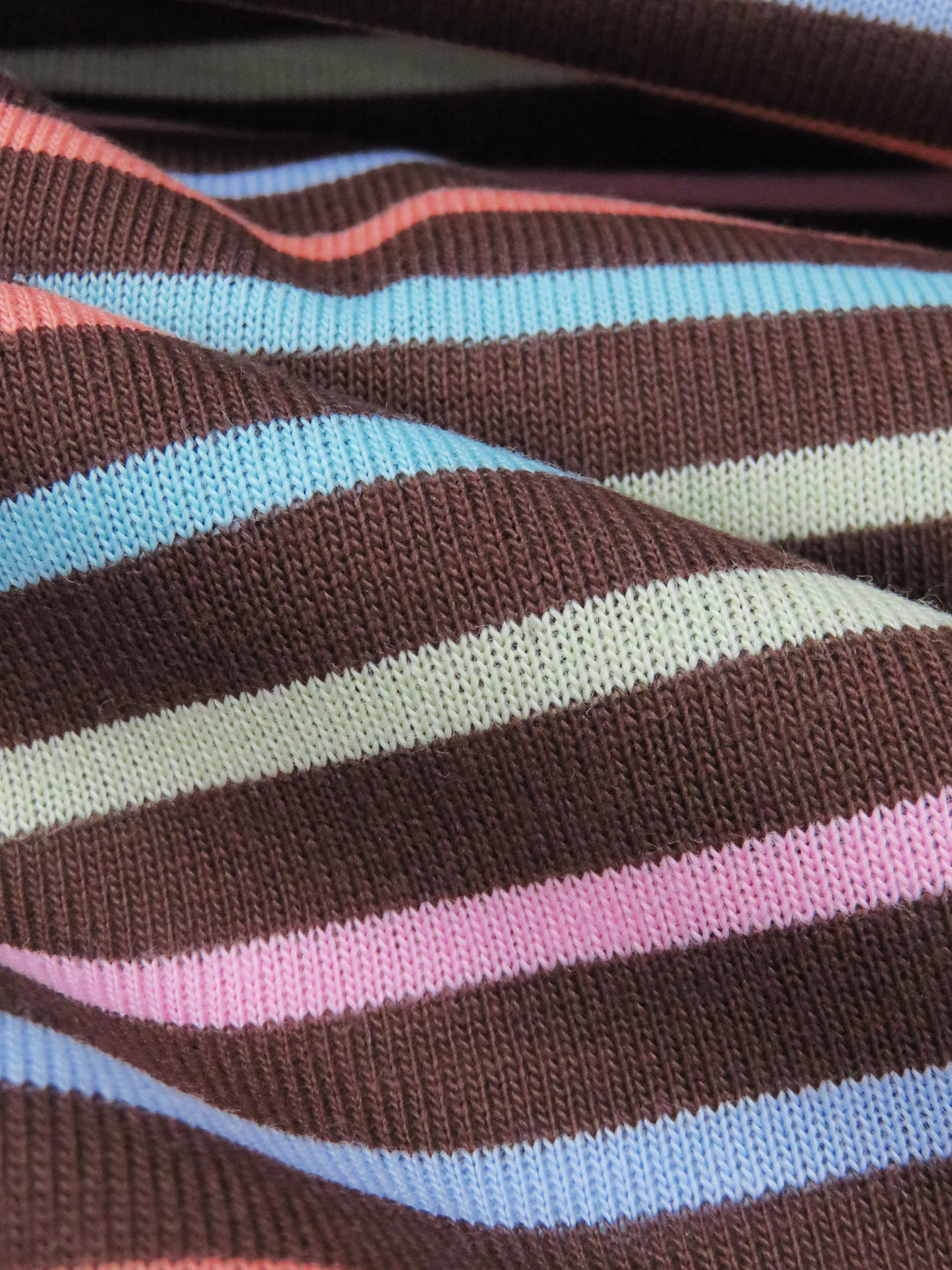 Espresso Brown/Sky Blue/Taffy Pink/Multi Cotton/Polyester Horizontal Stripe Weave Jersey Knit 60W