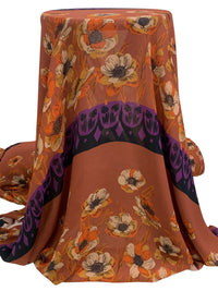 Chestnut/Byzantium Purple/Burnt Orange/Multi 100% Polyester Horizontal Floral Print Twill Chiffon 54W