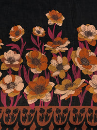 Flame/Black/Soft Ruby/Multi 100% Polyester Horizontal Floral Print Twill Chiffon 50W