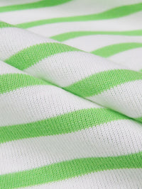 White/Bright Parakeet Green Cotton/Polyester Horizontal Stripe Weave Jersey Knit 58W