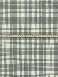Alabaster/Dim Gray 100% Cotton Plaid Weave Yarn-Dyed Double Faced Flannel - NY Designer - 58W