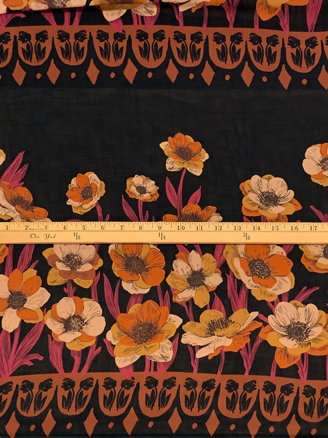 Flame/Black/Soft Ruby/Multi 100% Polyester Horizontal Floral Print Twill Chiffon 50W