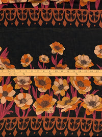 Flame/Black/Soft Ruby/Multi 100% Polyester Horizontal Floral Print Twill Chiffon 50W