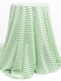 White/Bright Parakeet Green Cotton/Polyester Horizontal Stripe Weave Jersey Knit 58W