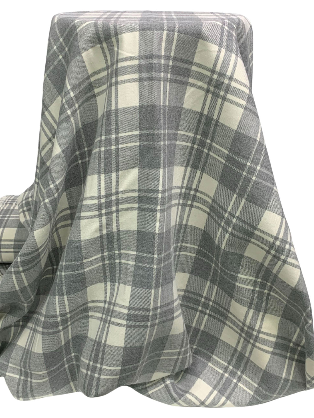 Alabaster/Dim Gray 100% Cotton Plaid Weave Yarn-Dyed Double Faced Flannel - NY Designer - 58W