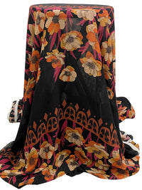 Flame/Black/Soft Ruby/Multi 100% Polyester Horizontal Floral Print Twill Chiffon 50W