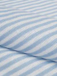 White/Sky Blue Cotton/Polyester Horizontal Stripe Weave Jersey Knit 60W