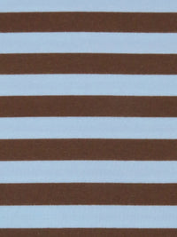 Hot Fudge Brown/Carolina Blue Cotton/Polyester Horizontal Stripe Interlock Knit 60W