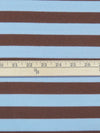 Hot Fudge Brown/Carolina Blue Cotton/Polyester Horizontal Stripe Interlock Knit 60W