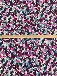 Dark Berry/Prussian Blue/White/Multi Rayon/Nylon Ikat-Style Abstract Print Challis 58W