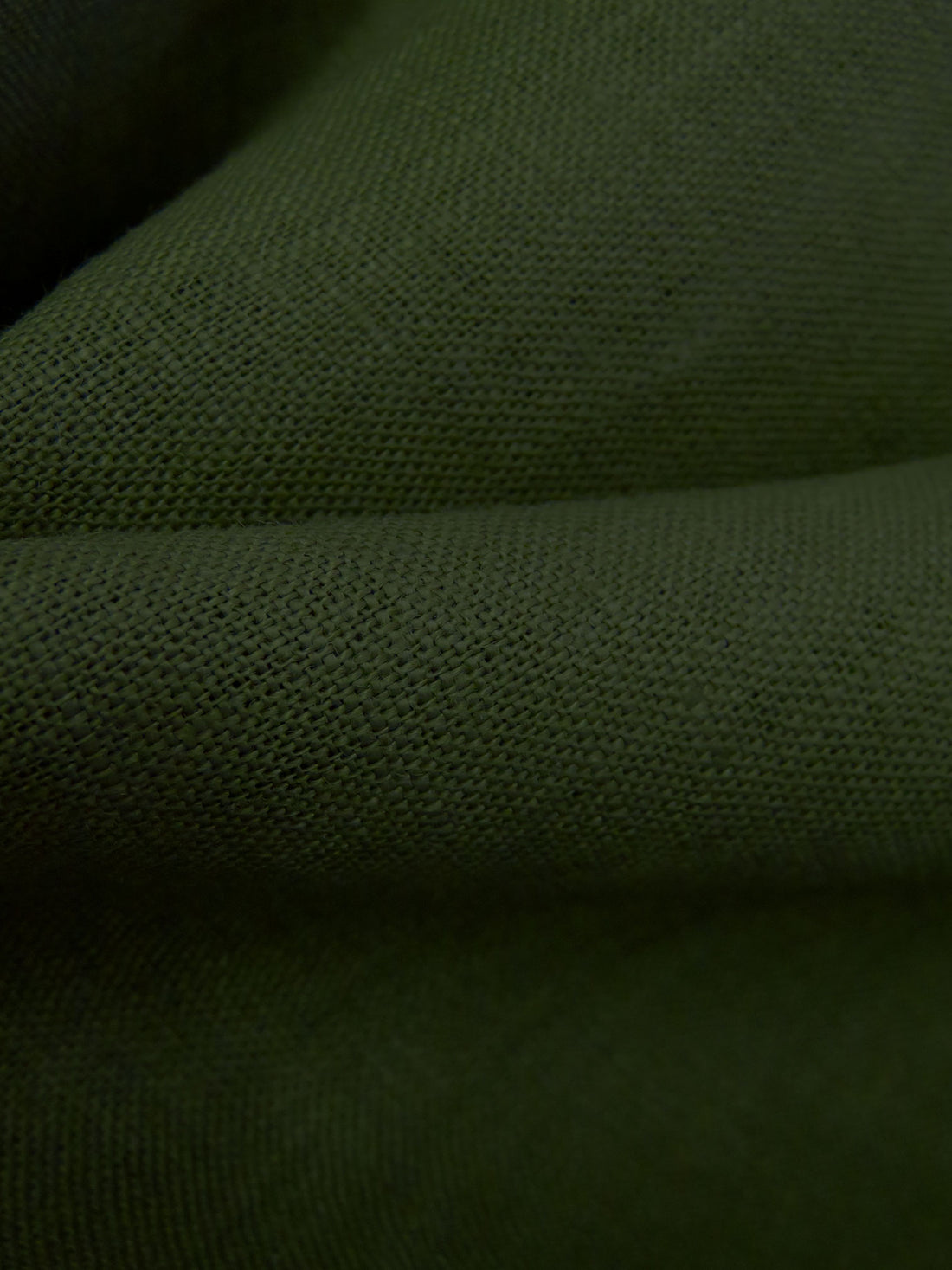 Dark Olive Green 100% Linen Midweight Woven - NY Designer - 50W