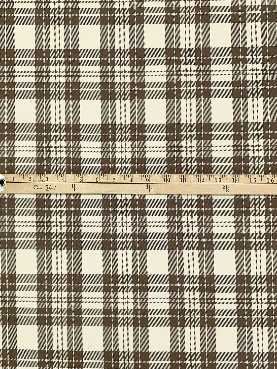 Walnut/Ivory Cotton/Polyester Yarn-Dyed Plaid Twill 58W