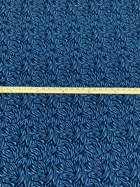 Navy/Vista Blue 100% Rayon Abstract Hazy Floral-Look Print Challis 57W