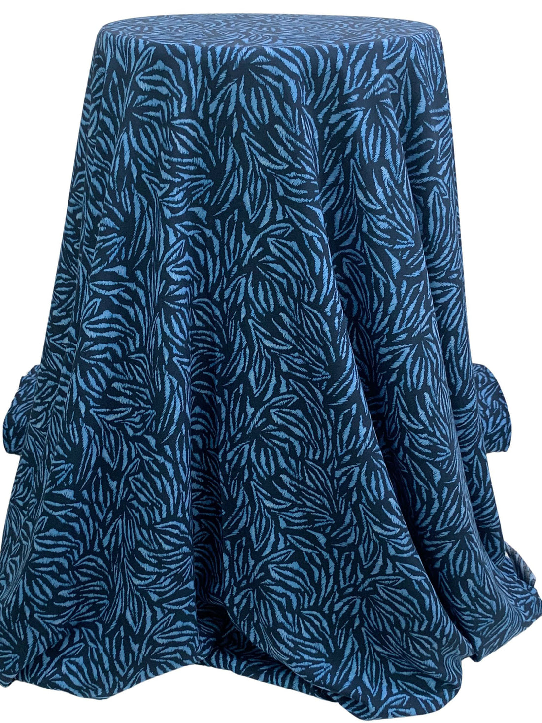 Navy/Vista Blue 100% Rayon Abstract Hazy Floral-Look Print Challis 57W