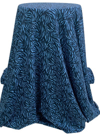 Navy/Vista Blue 100% Rayon Abstract Hazy Floral-Look Print Challis 57W
