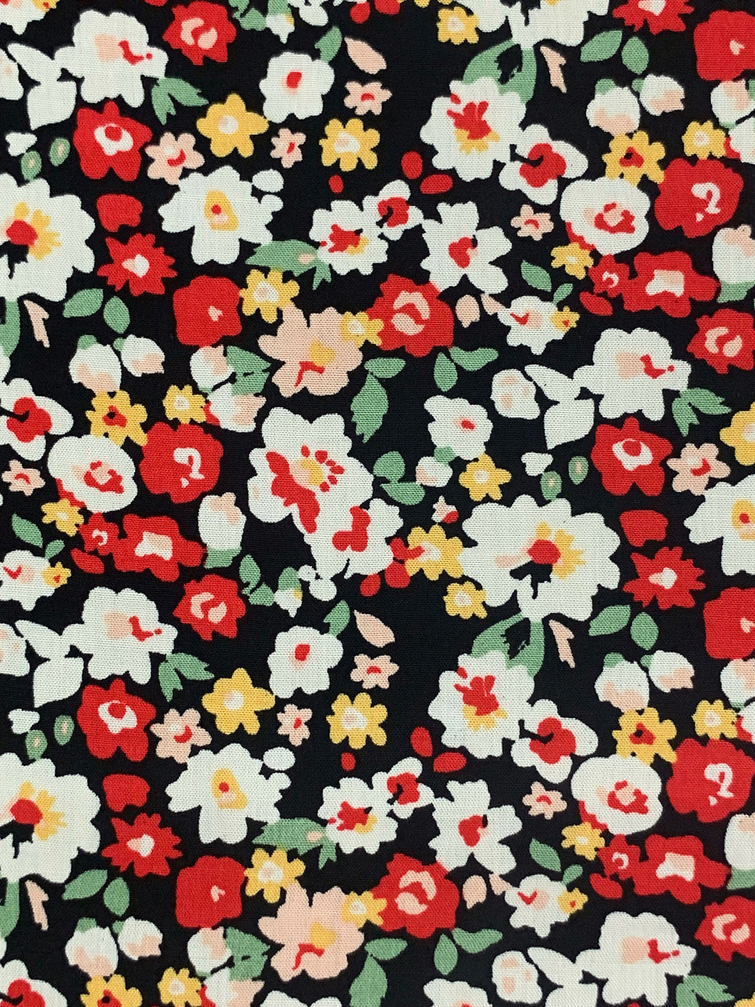 Scarlet/Woodland Sage/Black/White 100% Rayon Floral Print Challis 56W