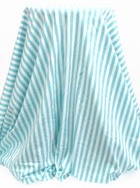 Robin's Egg Blue/White Cotton/Lycra Vertical Stripe Print Jersey Knit 58W