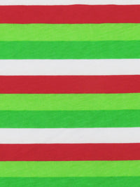 Kelly Green/Scarlet/White/Soft Lime Cotton/Polyester Horizontal Stripe Print Jersey Knit 70W