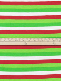 Kelly Green/Scarlet/White/Soft Lime Cotton/Polyester Horizontal Stripe Print Jersey Knit 70W