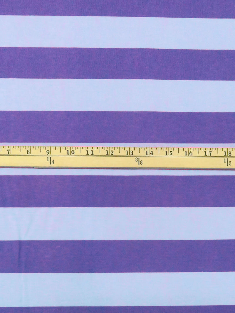 Carolina Blue/Amethyst Cotton/Polyester Horizontal Stripe Print Jersey Knit 56W