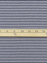 White/Navy Cotton/Polyester Horizontal Stripe Yarn-Dyed Jersey Knit 58W