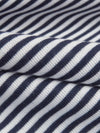 White/Navy Cotton/Polyester Horizontal Stripe Yarn-Dyed Jersey Knit 58W