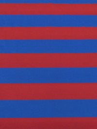 Crimson/Royal Azure Cotton/Polyester Horizontal Stripe Yarn-Dyed Jersey Knit 58W